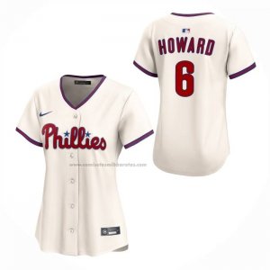 Camiseta Beisbol Mujer Philadelphia Phillies Ryan Howard Alterno 2 Limited Crema Camiseta Beisbol Mujer Philadelphia Phillies Ryan Howard Alterno 2 Limited Crema