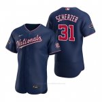 Camiseta Beisbol Hombre Washington Nationals Max Scherzer Autentico Replica Azul