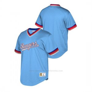 Camiseta Beisbol Nino Texas Rangers Cooperstown Collection Mesh Wordmark V-Neck Azul Luminoso