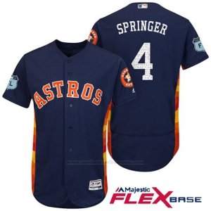 Camiseta Beisbol Hombre Houston Astros George Springer 4 Azul 2017 Entrenamiento de Primavera Flex Base Jugador