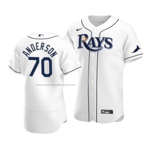 Camiseta Beisbol Hombre Tampa Bay Rays Nick Anderson Autentico Primera 2020 Blanco