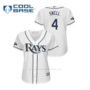 Camiseta Beisbol Mujer Tampa Bay Rays Blake Snell 2019 Postseason Cool Base Blanco