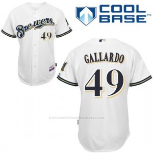 Camiseta Beisbol Hombre Milwaukee Brewers Blanco Yovani Gallardo Cool Base Jugador