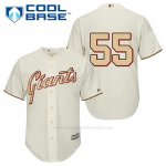 Camiseta Beisbol Hombre San Francisco Giants Tim Lincecum 55 Crema Conmemorativo Cool Base