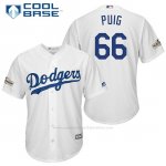 Camiseta Beisbol Hombre Los Angeles Dodgers 2017 Postemporada Yasiel Puig Blanco Cool Base