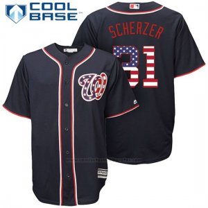Camiseta Beisbol Hombre Washington Nationals Max Scherzer Stars Stripes Cool Base Azul