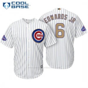 Camiseta Beisbol Hombre Chicago Cubs 6 Carl Edwards Jr. Blanco Oro Program Cool Base
