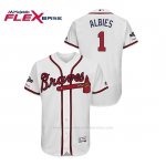 Camiseta Beisbol Hombre Atlanta Braves Ozzie Albies 2019 Postseason Flex Base Blanco