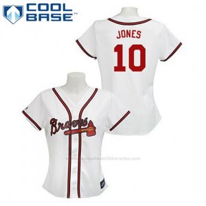 Camiseta Beisbol Hombre Atlanta Braves 10 Chipper Jones Blanco Cool Base