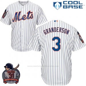 Camiseta Beisbol Hombre New York Mets Curtis Granderson Blanco Cool Base With Piazza