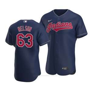 Camiseta Beisbol Hombre Cleveland Indians Kyle Nelson Autentico Alterno 2020 Azul