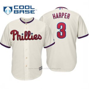Camiseta Beisbol Hombre Philadelphia Phillies Bryce Harper Cool Base Alternato Crema
