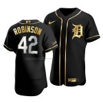 Camiseta Beisbol Hombre Detroit Tigers Jackie Robinson Golden Edition Autentico Negro