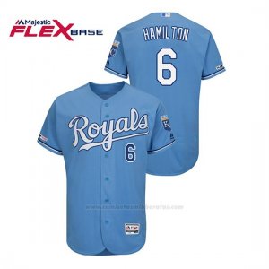 Camiseta Beisbol Hombre Kansas City Royals Billy Hamilton 150th Aniversario Patch Flex Base Azul Luminoso