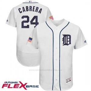 Camiseta Beisbol Hombre Detroit Tigers 2017 Estrellas y Rayas Miguel Cabrera Blanco Flex Base