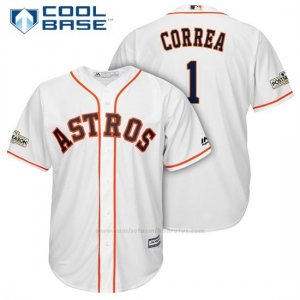 Camiseta Beisbol Hombre Houston Astros 2017 Postemporada Carlos Correa Blanco Cool Base
