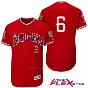 Camiseta Beisbol Hombre Los Angeles Angels Yunel Escobar 6 Scarlet 2017 Entrenamiento de Primavera Flex Base Jugador