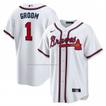 Camiseta Beisbol Hombre Atlanta Braves NO 1 Groom Primera Replica Blanco