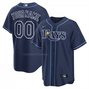 Camiseta Beisbol Hombre Tampa Bay Rays Road Replica Personalizada Azul