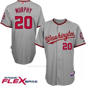 Camiseta Beisbol Hombre Washington Nationals Daniel Murphy Autentico Coleccion Gris Flex Base Jugador