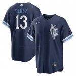 Camiseta Beisbol Hombre Kansas City Royals Salvador Perez 2022 City Connect Replica Azul