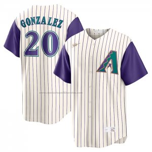 Camiseta Beisbol Hombre Arizona Diamondbacks Luis Gonzalez Alterno Cooperstown Collection Crema Violeta