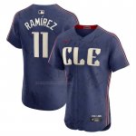 Camiseta Beisbol Hombre Cleveland Guardians Jose Ramirez City Connect Elite Azul