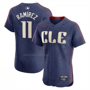 Camiseta Beisbol Hombre Cleveland Guardians Jose Ramirez City Connect Elite Azul