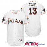 Camiseta Beisbol Hombre Miami Marlins 13 Marchell Ozuna Blanco 2017 Flex Base