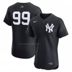 Camiseta Beisbol Hombre New York Yankees Aaron Judge Alterno Sponsor Patch Gold Batterman Elite Azul1