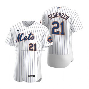 Camiseta Beisbol Hombre New York Mets Max Scherzer Autentico Primera Blanco