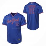 Camiseta Beisbol Nino New York Mets Francisco Lindor Alterno Limited Azul Camiseta Beisbol Nino New York Mets Francisco Lindor Alterno Limited Azul
