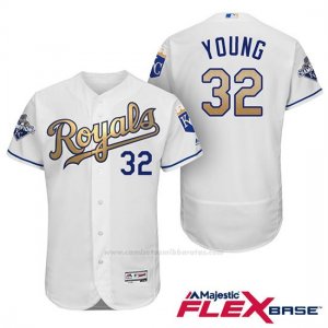 Camiseta Beisbol Hombre Kansas City Royals Campeones 32 Chris Young Flex Base Oros