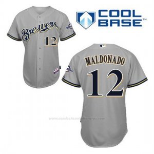 Camiseta Beisbol Hombre Milwaukee Brewers Martin Maldonado 12 Gris Cool Base