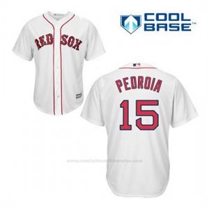 Camiseta Beisbol Hombre Boston Red Sox 15 Dustin Pedroia Blanco 1ª Cool Base