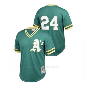 Camiseta Beisbol Nino Oakland Athletics Rickey Henderson Cooperstown Collection Mesh Batting Practice Verde