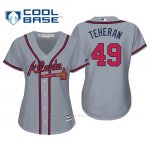 Camiseta Beisbol Mujer Atlanta Braves Julio Teheran Cool Base Majestic Road 2019 Gris