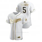 Camiseta Beisbol Hombre Los Angeles Dodgers Corey Seager Golden Edition Autentico Blanco
