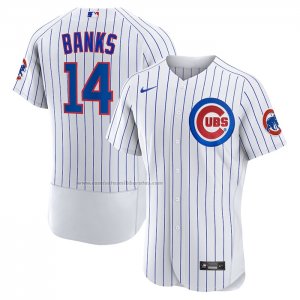 Camiseta Beisbol Hombre Chicago Cubs Ernie Banks Primera Autentico Retired Blanco