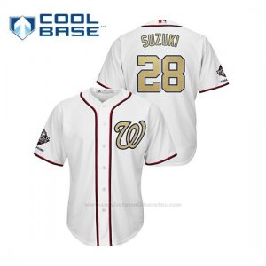 Camiseta Beisbol Hombre Washington Nationals Kurt Suzuki 2019 Gold Program Cool Base Blanco