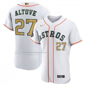 Camiseta Beisbol Hombre Houston Astros Jose Altuve 2023 Gold Collection Autentico Blanco