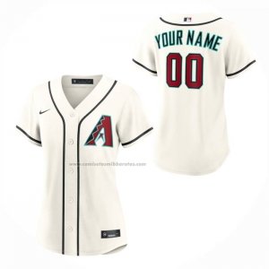 Camiseta Beisbol Mujer Arizona Diamondbacks Primera Replica Personalizada Crema