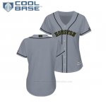 Camiseta Beisbol Mujer Astros 2018 Dia de los Caidos Cool Base Gris