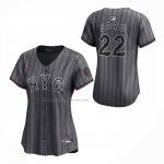 Camiseta Beisbol Mujer New York Mets Juan Soto City Connect Limited Gris