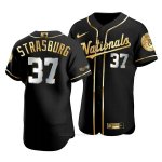 Camiseta Beisbol Hombre Washington Nationals Stephen Strasburg Golden Edition Autentico Negro Oro