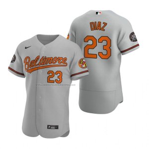 Camiseta Beisbol Hombre Baltimore Orioles Yusniel Diaz Autentico Gris