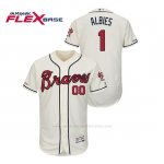 Camiseta Beisbol Hombre Atlanta Braves Ozzie Albies 150th Aniversario Patch Autentico Flex Base Crema
