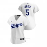 Camiseta Beisbol Mujer Los Angeles Dodgers Corey Seager 2020 Replica Primera Blanco