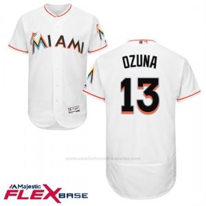 Camiseta Beisbol Hombre Miami Marlins Marcell Ozuna Blanco Autentico Coleccion Flex Base