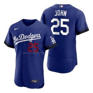 Camiseta Beisbol Hombre Los Angeles Dodgers Tommy John 2021 City Connect Autentico Azul